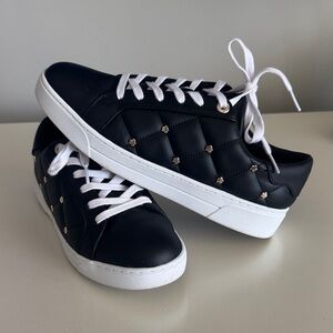 Ted Baker Black Quilted Sneakers with Gold Stud Detail